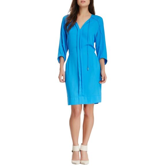 Diane Von Furstenberg Apona Silk Blend Tunic Dress In Electric Blue DVF Size 6 - Picture 1 of 16